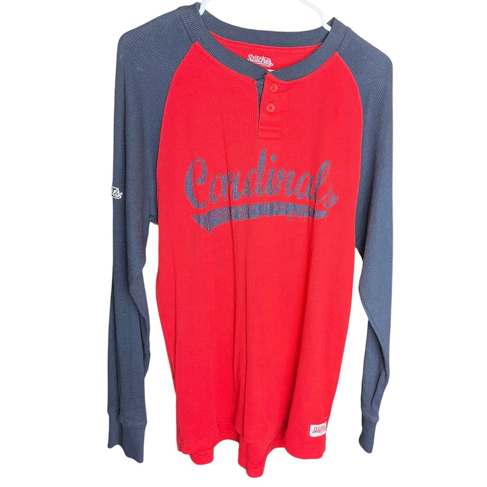5/$25‎ St Louis Cardinals Stitches Thermal Henley Shirt Baseball MLB Women's M